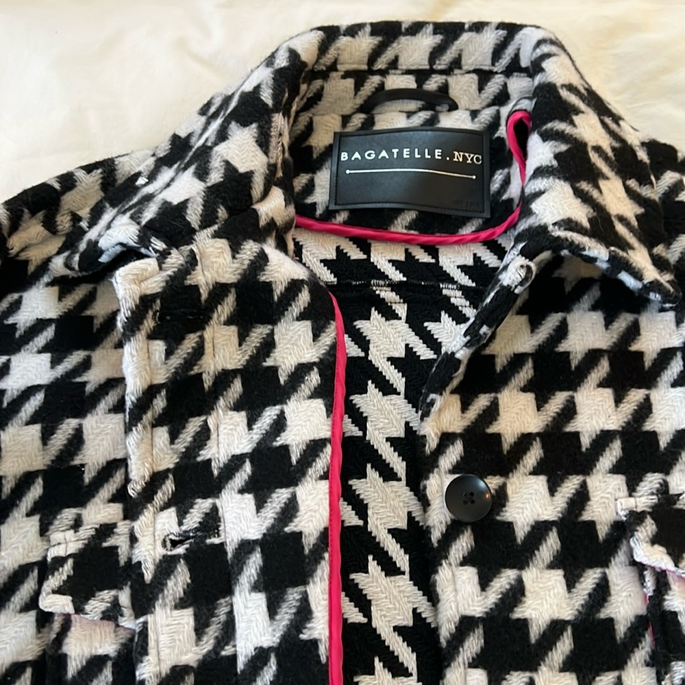 Bagatelle Houndstooth Button Front Oversized Jack… - image 3